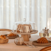 Prato para Bolo Boleira Lume Bege em Bambu com Tampa 27,5cm